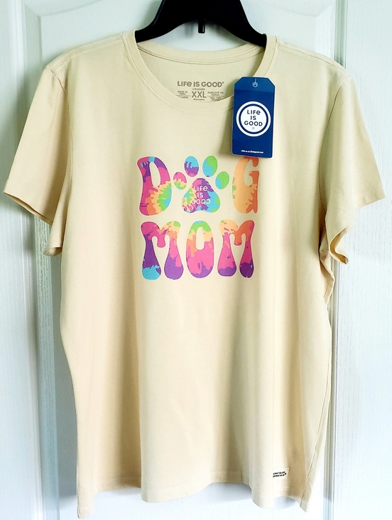 Life Is Good Tops - Life Is Good Cream Tee with Colorful 'Dog Mom' Graphic